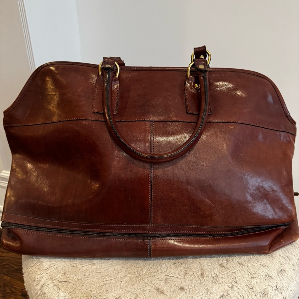 Vintage Leather Weekender Travel Bag Unisex